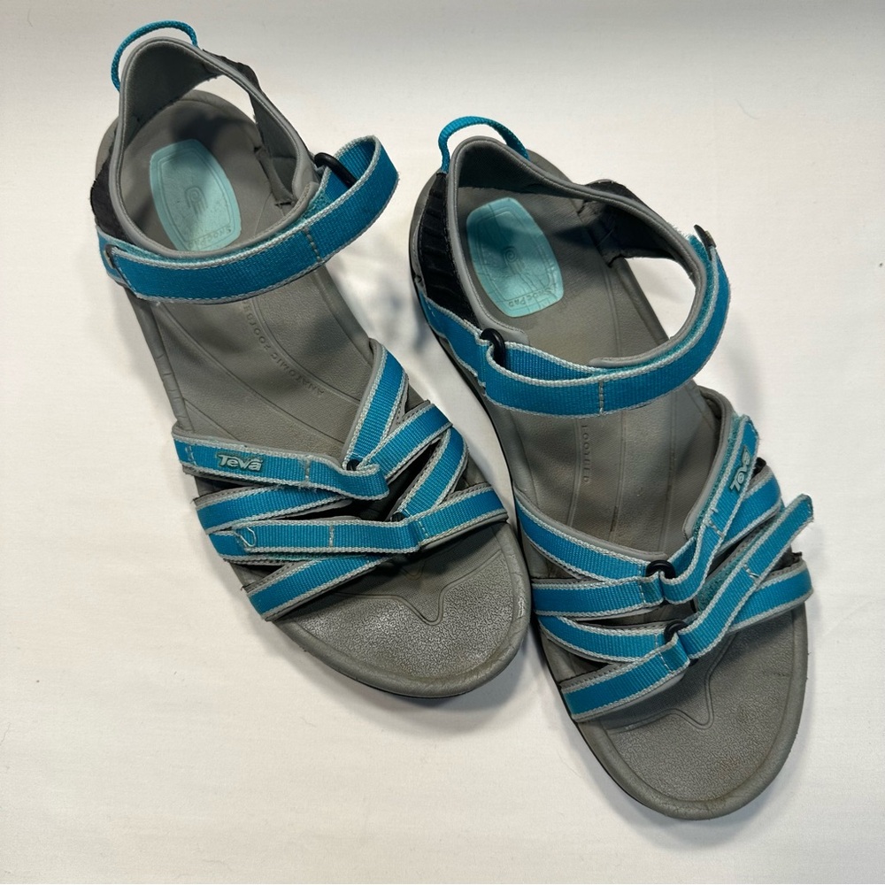 Teva Tirra Aqua Walking Hiking Sport Strappy Waterproof Sandals Blue Womens 10